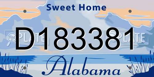 D183381 Alabama License Plate