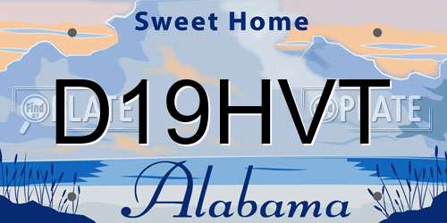 D19HVT Alabama License Plate