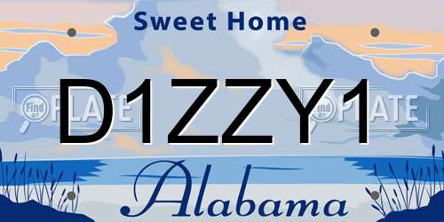D1ZZY1 Alabama License Plate
