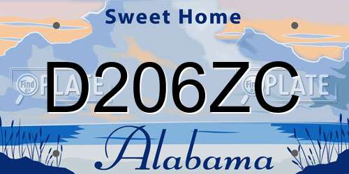 D206ZC Alabama License Plate