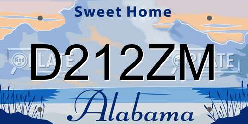 D212ZM Alabama License Plate