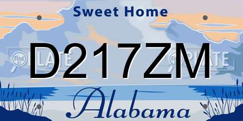 D217ZM Alabama License Plate