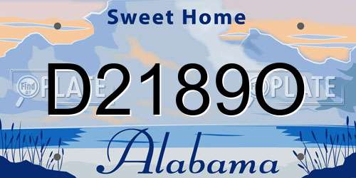 D2189O Alabama License Plate