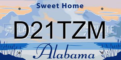 D21TZM Alabama License Plate