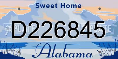 D226845 Alabama License Plate