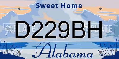 D229BH Alabama License Plate