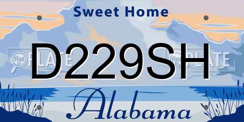 D229SH Alabama License Plate