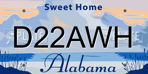 D22AWH Alabama License Plate