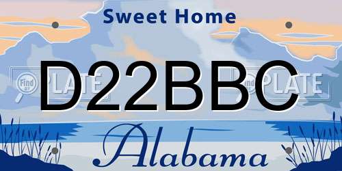 D22BBC Alabama License Plate