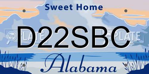 D22SBC Alabama License Plate