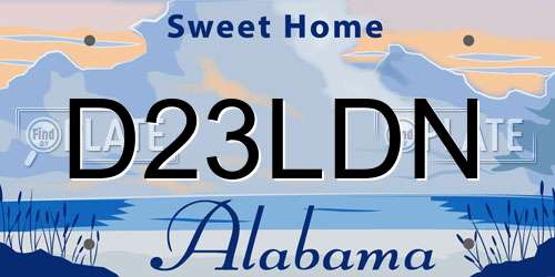 D23LDN Alabama License Plate