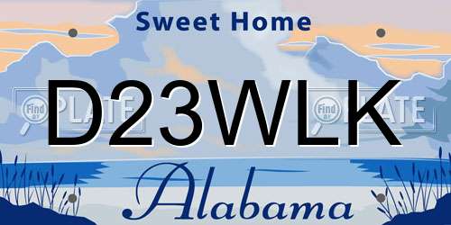 D23WLK Alabama License Plate