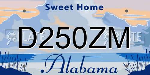 D250ZM Alabama License Plate