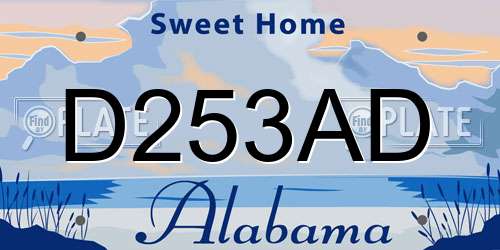 D253AD Alabama License Plate