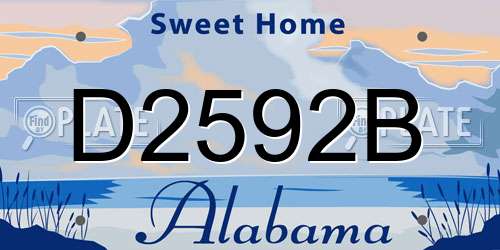 D2592B Alabama License Plate