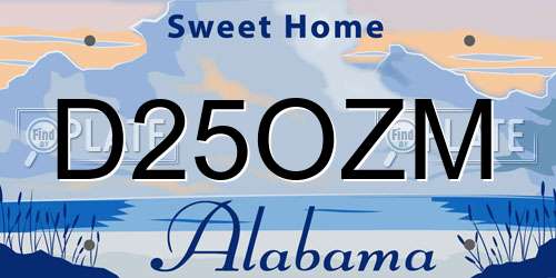 D25OZM Alabama License Plate