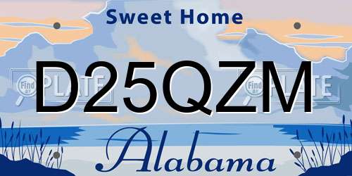 D25QZM Alabama License Plate