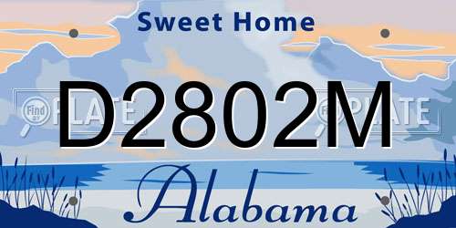 D2802M Alabama License Plate