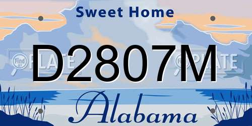 D2807M Alabama License Plate