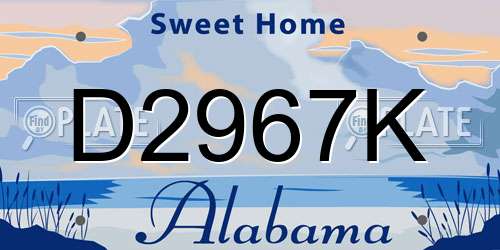 D2967K Alabama License Plate