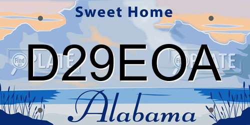 D29EOA Alabama License Plate