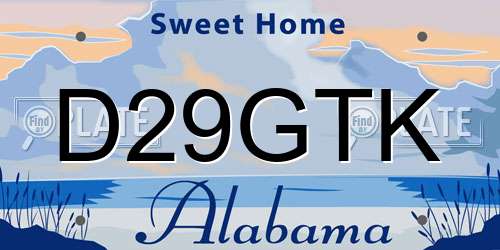 D29GTK Alabama License Plate