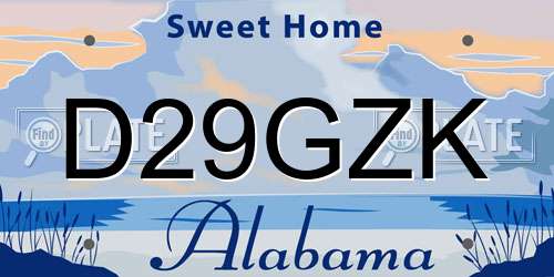 D29GZK Alabama License Plate