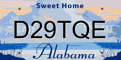 D29TQE Alabama License Plate