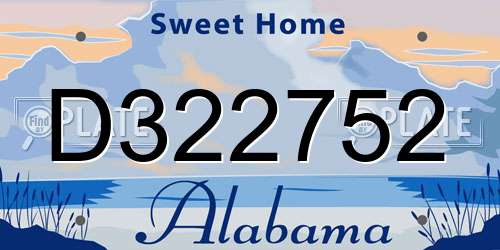 D322752 Alabama License Plate