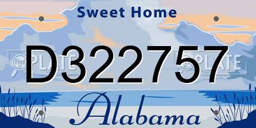 D322757 Alabama License Plate