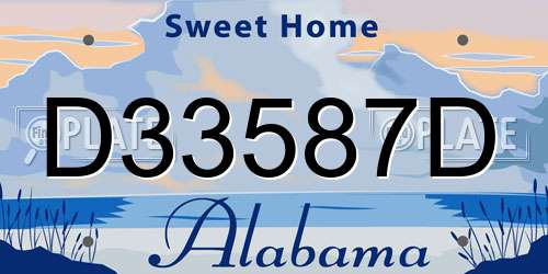 D33587D Alabama License Plate