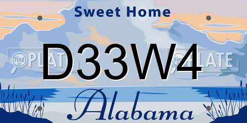 D33W4 Alabama License Plate