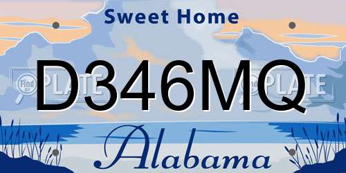 D346MQ Alabama License Plate
