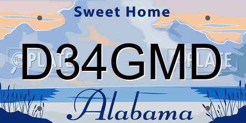 D34GMD Alabama License Plate