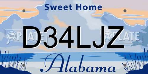 D34LJZ Alabama License Plate
