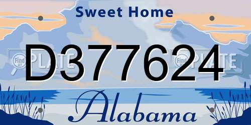 D377624 Alabama License Plate