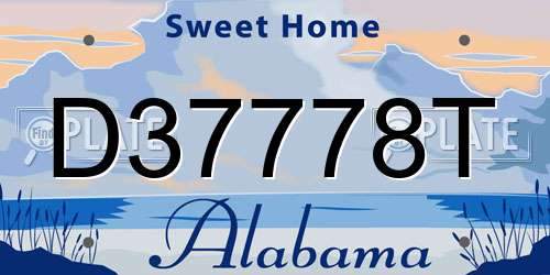 D37778T Alabama License Plate