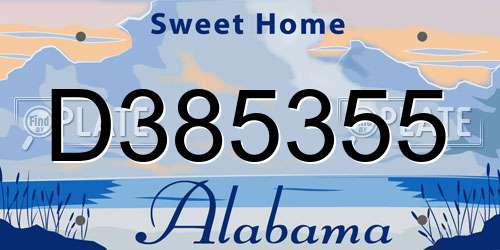 D385355 Alabama License Plate