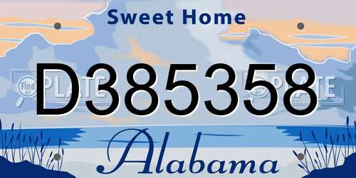 D385358 Alabama License Plate