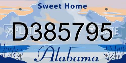 D385795 Alabama License Plate