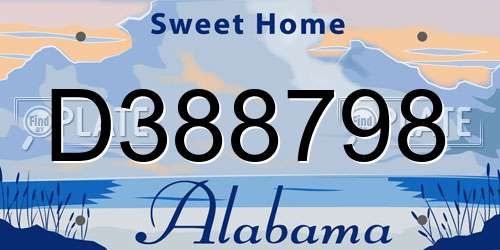 D388798 Alabama License Plate