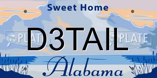 D3TAIL Alabama License Plate