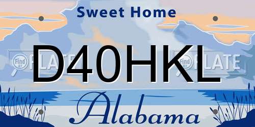 D40HKL Alabama License Plate