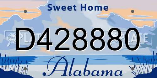 D428880 Alabama License Plate