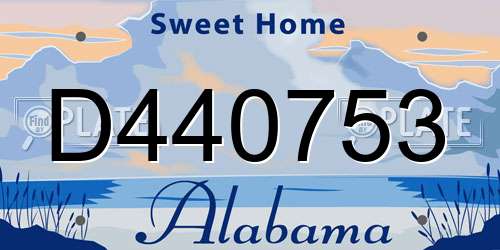 D440753 Alabama License Plate