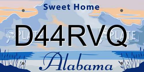 D44RVQ Alabama License Plate