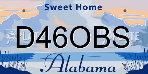 D46OBS Alabama License Plate