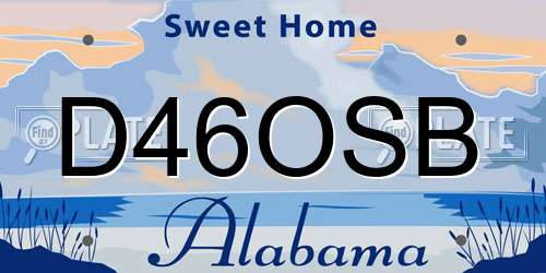 D46OSB Alabama License Plate