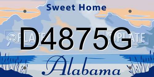 D4875G Alabama License Plate
