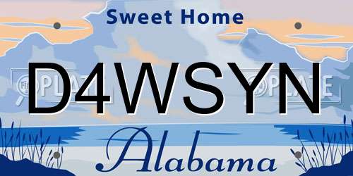 D4WSYN Alabama License Plate